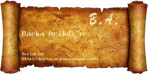 Barka Arikán névjegykártya